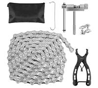 LZZ Catena per bicicletta, catena per bicicletta, 9/18/27, 1/2x11/128 pollici, 116 maglie, set di attrezzi con rompicatena, pinza per catena e 1 paio di lucchetto a catena