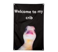 LZZEM Benvenuto in My Cozy Little Space. Questo affascinante striscione da appendere a tema anatra presenta una graziosa decorazione da parete con viso di anatra con occhielli in metallo, perfetto per