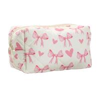 LZZEM Portamatite con papillon rosa e borsa per il trucco a forma di cuore, borsa per cosmetici trapuntata, adatta per ragazze e donne, per la scuola, i compiti a casa e i viaggi