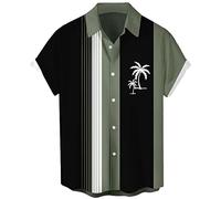 Lzzidou - Camicia hawaiana da uomo a maniche corte, con bottoni, per la spiaggia, S