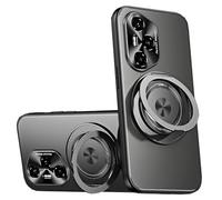 Lzzox Custodia con cavalletto per Honor 400 Pro 5G, compatibile con caricabatterie wireless Magsafe, anello girevole, antiurto, copertura posteriore opaca (nero, Honor 400 Pro)