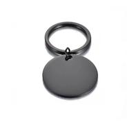 LZZYFPX 4 pezzi da 25 mm/30 mm/35 mm in acciaio inossidabile lucidato, portachiavi con ciondolo rotondo vuoto for fai da te.(Black,25mm)