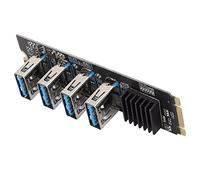 M.2 NVME a 4 Porte PCI-E 1X USB 3.0 Riser Card, 4 PCIE di Espansione della Scheda Grafica, M.2 NVME a PCIE 1X Riser Card, Adattatore Moltiplicatore per Bitcoin Mining