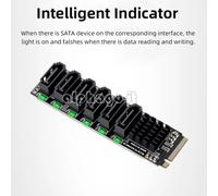M.2 NVME PCI-E PCIE X4 X8 X16 to 6 Port 3.0 SATA Adapter Card Riser III ASM1166