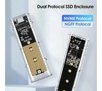 M.2 NVME PCIe NGFF SATA Custodia SSD doppio protocollo Trasparente USB Tipo C 10Gbps PCI-E M2 SSD Custodia esterna trasparente Scatola disco rigido