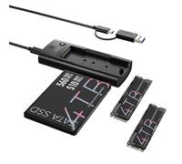 M.2 NVMe/SATA e docking station per disco rigido da 2,5"/3,5", adattatore ICY BOX SATA a USB, lettore di dischi rigidi da 10 Gbps per chiave M e B+M Key NVMe e SATA HDD SSD, alloggiamento SSD M.2 in