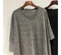 M-3XL Loose Curvo Orlo Coreana Mezza Lunghezza Scollo A V Maniche Pipistrello Da