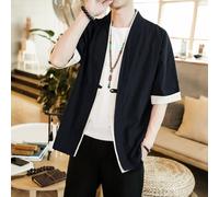 M-5XL Cotone Lino Camicia Moderno Streetwear Stile Cinese Kimono Giacca Uomo Top