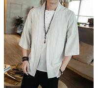 M-5XL Cotone Lino Camicia Moderno Streetwear Stile Cinese Kimono Giacca Uomo Top
