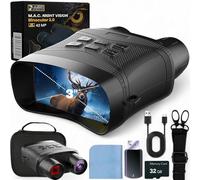 M. A. C.® - Occhiali per visione notturna, binocolo 4K HD a infrarossi per visione notturna con zoom digitale 5X, schermo da 3", batteria ricaricabile (nero)