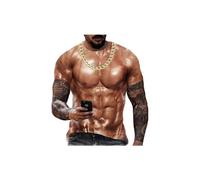(M, A) Muscle Wear Summer Men's Crew Neck Base Layer Shirt Short Sleeve Easter Decoration