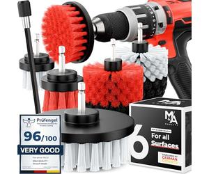 M&A QUALITY® - Set di 6 spazzole per trapano - Spazzole morbide e dure per la pulizia di quasi tutte le superfici - pulizia extra facile - Spazzola per trapano avvitatore a batteria
