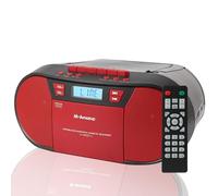 M-Amazup Lettore CD Boombox Cassette Player Combo con Bluetooth,Radio AM/FM,Suono stereo con telecomando,AUX/USB Drive,Registrazione a nastro,Alimentato AC/DC,Jack per cuffie rosso V60098BT-BLK