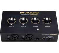 M-AUDIO M-Track Duo HD, Interfaccia audio microfono a condensatore M100 e cuffie di monitoraggio da studio HDH41 per registratori, produttori, creatori di contenuti e podcaster