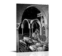 M.C. Escher- Dipinti decorativi impermeabili e antimacchia ad alta definizione, adatti per molteplici scenari in soggiorno, camera da letto e ufficio, stile cornice, 60 x 90 cm