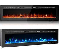 M.C.Haus Camino Elettrico Touch Screen Pannello in Vetro con Inserto a Fiamma Colorata Riscaldatore a Parete Telecomando con Crystal LogSet,900W/1800W(178 cm)
