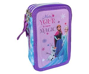 M.C. srl Astuccio Scuola 3D Frozen Disney Elsa Anna MULTISCOMPARTO 3 Zip PORTACOLORI PENNARELLI Giotto - FR0718