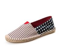 M&Catree Espadrillas Piatte Unisex Adulto Canvas Loafer a Righe con Stampa Stelle Strisce Mocassini - Striscia Rosso, CN 44