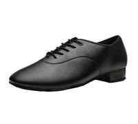 M&Catree Scarpe da Ballo Latino da Uomo Tinta Unita con Punta Quadrata e Lacci Scarpa da Danza per Salsa Tango Jazz Performance e Pratica - Nero (Ecopelle), CN 38 (EU 37)