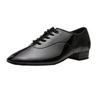M&Catree Scarpe da Ballo Latino da Uomo Tinta Unita con Punta Quadrata e Lacci Scarpa da Danza per Salsa Tango Jazz Performance e Pratica - Nero (Luminoso), CN 43 (EU 42)