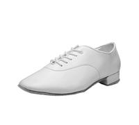 M&Catree Scarpe da Ballo Latino da Uomo Tinta Unita con Punta Quadrata e Lacci Scarpa da Danza per Salsa Tango Jazz Performance e Pratica - Bianco (Luminoso), CN 39 (EU 38)