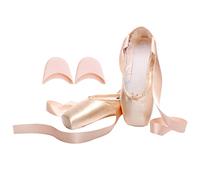 M&Catree Scarpe da Danza Punta Classica Scarpette da Balletto Pointe con Nastro e Puntali per Donna e Ragazza - Satin (Puntali in Silicone), CN 37 (EU 36)