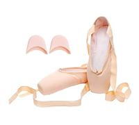 M&Catree Scarpe da Danza Punta Classica Scarpette da Balletto Pointe con Nastro e Puntali per Donna e Ragazza - Canvas (Puntali in Silicone), CN 37 (EU 36)