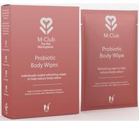 M-Club Probiotic Salviette per il corpo da donna, 8 salviette umidificate biodegradabili confezionate singolarmente per adulti, detergenti per l'igiene femminile per le vampate di calore in menopausa