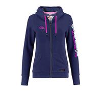 M.Conte - Felpa da donna con cappuccio, colore: Nero/Rosa con cappuccio, blu marino, L
