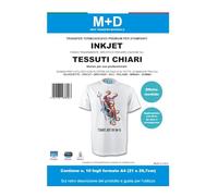 M+D Transfer Termoadesivo per Tessuti Chiari, Stampabile con Stampanti Inkjet - Trasferimento a Caldo Compatibile con Silhouette Cameo Brother Scanncut Cricut Maker (conf. da 10 fogli form. A4)