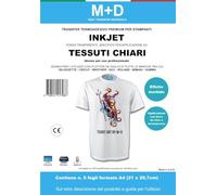 M+D Transfer Termoadesivo per Tessuti Chiari, Stampabile con Stampanti Inkjet - Trasferimento a Caldo Compatibile con Silhouette Cameo Brother Scanncut Cricut Maker (conf. da 5 fogli form. A4)