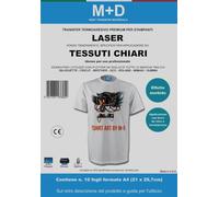 M+D Transfer Termoadesivo Per Tessuti Chiari - Stampabile con Stampanti Laser - Trasferimento a Caldo Compatibile con Silhouette Cameo Brother Scanncut Cricut Maker (conf. da 10 fogli form. A4)
