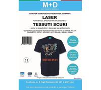 M+D Transfer Termoadesivo Per Tessuti Scuri - Stampabile con Stampanti Laser - Trasferimento a Caldo Compatibile con Silhouette Cameo Brother Scanncut Cricut Maker (conf. da 5 fogli form. A4)