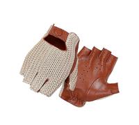 (M)EVAGO Men Genuine Goatskin leather Gloves Half Finger Hook-Loop Mittens Weave on the back