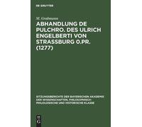 M Grabmann Abhandlung de Pulchro. Des Ulrich Engelberti Von S (Copertina rigida)