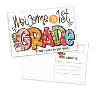 m&h invites 1st Grade Back To School Postcards For Students From Teacher - Cute First Grade Teacher Classroom Supplies - Welcome To 1st Grad