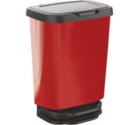 M-Home PLS8160-31 Pattumiera a Pedale con Coperchio, in plastica, Rosso, 33,2 x 25,2 x 45,8 cm/20 Litri