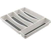M-Home - Space system, portaposate per cassetto della cucina, 5 scomparti, in plastica, colore bianco, 31 x 27 x 4.5 cm