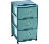 M-Home Torre portaoggetti per Bambini, 3 cassetti + Ruote, Blu, 37 x 39 x 67 cm