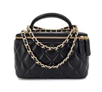 M-ioi-M Piccola borsa a tracolla trapuntata in vera pelle da donna, mini borsa a tracolla con manico superiore con tracolla a catena dorata, Small