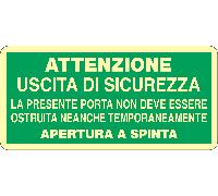 M-ITALY CARTELLO LUMINESCENTE UNI - ATTENZIONE USCITA DI SICUREZZA LA PRESENTE
