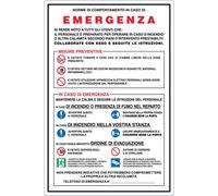 M-ITALY CARTELLO - NORME DI COMPORTAMENTO IN CASO DI EMERGENZA - Segnale