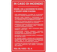 M-ITALY CARTELLO - NORME DI COMPORTAMENTO IN CASO DI INCENDIO - Segnale