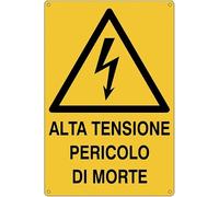 M-ITALY CARTELLO SEGNALETICO - Alta tensione pericolo di morte - Adesivo Extra Resistente, Pannello in Forex, Pannello In Alluminio (Alluminio, 20x31 cm)