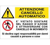 M-ITALY CARTELLO SEGNALETICO - ATTENZIONE CANCELLO AUTOMATICO - Segnale