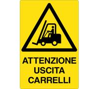 M-ITALY CARTELLO SEGNALETICO - ATTENZIONE USCITA CARRELLI - Segnale