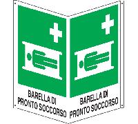 M-ITALY CARTELLO SEGNALETICO BIFACCIALE - BARELLA DI PRONTO SOCCORSO - Alluminio