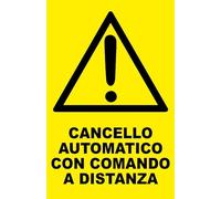 M-ITALY CARTELLO SEGNALETICO - CANCELLO AUTOMATICO CON COMANDI A DISTANZA - Adesivo Extra Resistente, Pannello in Forex, Pannello In Alluminio (20x31, Alluminio)