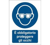 M-ITALY CARTELLO SEGNALETICO - è OBBLIGATORIO PROTEGGERE GLI OCCHI - Adesivo Extra Resistente, Pannello in Forex, Pannello In Alluminio (15x10, Adesivo)