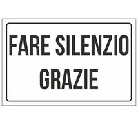 M-ITALY CARTELLO SEGNALETICO - FARE SILENZIO GRAZIE - Adesivo Extra Resistente, Pannello in Forex, Pannello In Alluminio (Plastica, 10x15 cm)